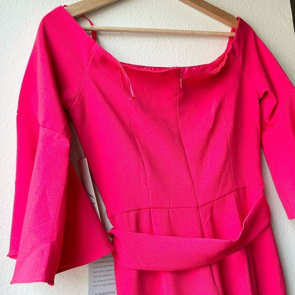 NWT Eliza J Red Off-the-shoulder Bell Sleeve Tie Waist Jumpsuit Sz 6 - Picture 10 of 16